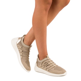 Kylie Textil felcsúsztatható sportcipő barna sárga 2