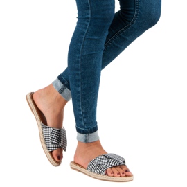 Seastar Ellenőrzött fekete papucs fehér 2