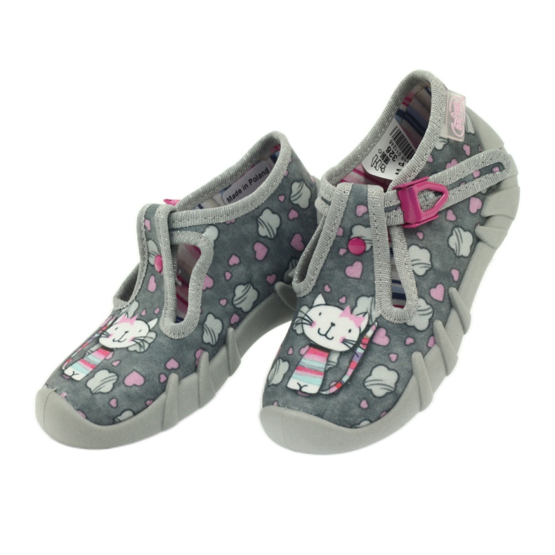 Kitten Befado 110p326 papucs fehér szürke rózsaszín 4