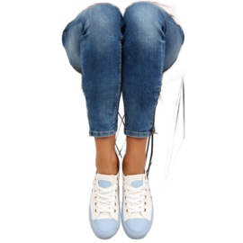 Cipők színes gumin W-3051 Blue fehér 1