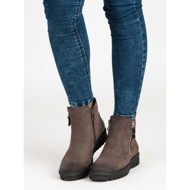 Alacsony csizma a VINCEZA cipzáron barna 1