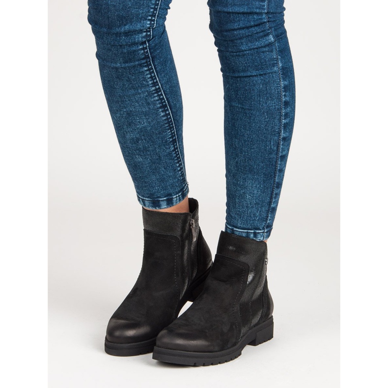 Kényelmes bőr VINCEZA csizma fekete 1