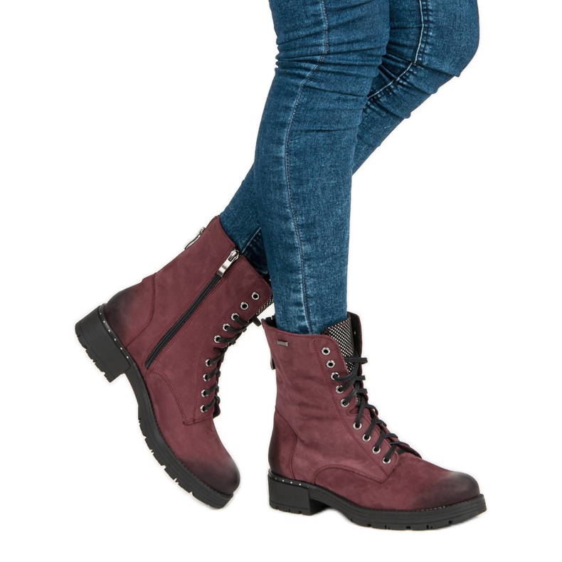 VINCEZA fűzős csizma piros 2