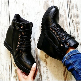 J. Star Stílusos megkötött tornacipő fekete 1