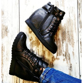 J. Star Stílusos megkötött tornacipő fekete 2