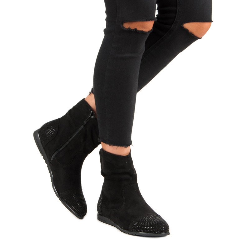 Alkalmi velúr bokacsizma fekete 2