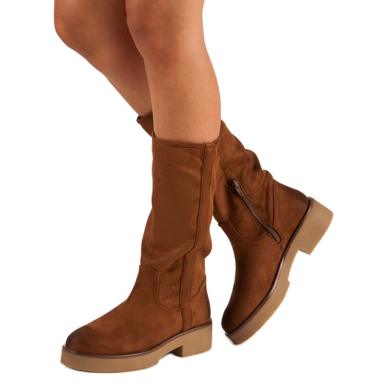 Corina Női velúr csizma barna 2