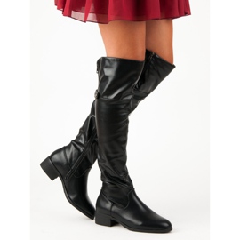 Fekete combig érő csizma cipzárral 2