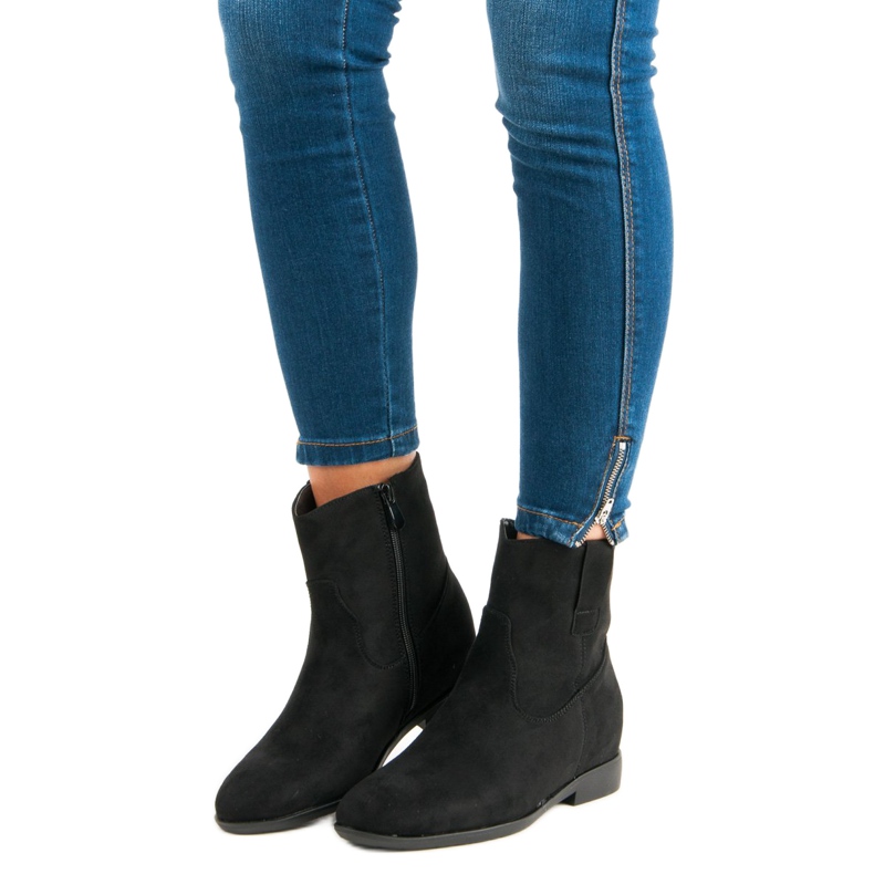 Lucky Shoes Velúr bokacsizma cipzárral fekete 1