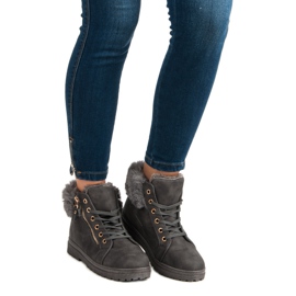 Meleg, kötött bokacsizma szürke 1