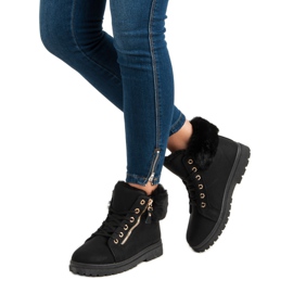 Meleg, kötött bokacsizma fekete 2