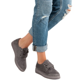 Velúr fűzős cipők szürke 2