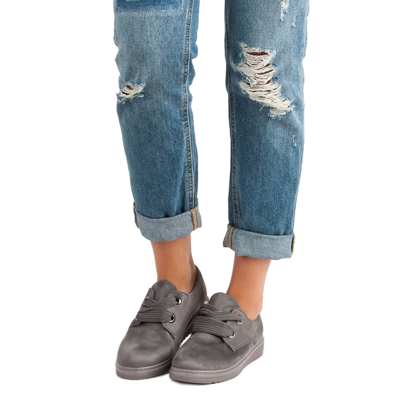 Velúr fűzős cipők szürke 1