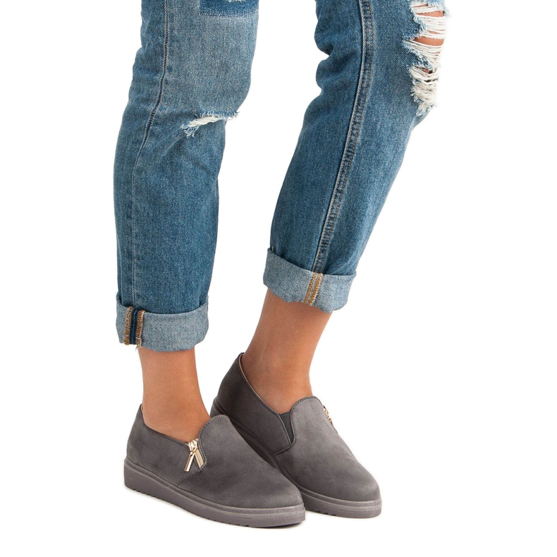 Velúr cipők szürke 1