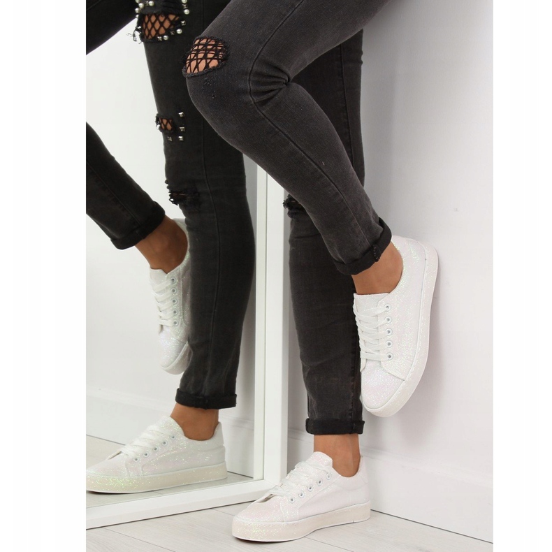 Irizáló fehér cipők BL142 Fehér ibolya 1