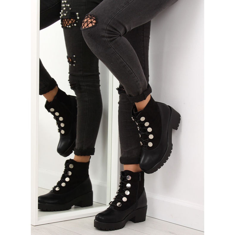 Fekete JD-19 vastag talpú csizma 2 Fekete JD-19 vastag talpú csizma 2