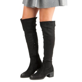 Suede vinceza magas sarkú combig érő csizma fekete 1