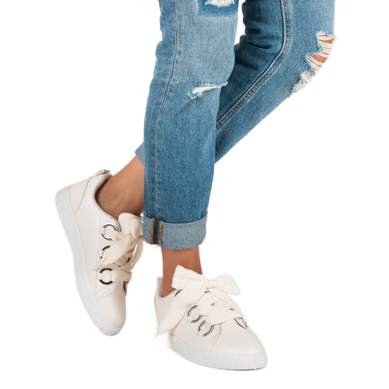 Super Me Bézs színű fűzős cipők 2