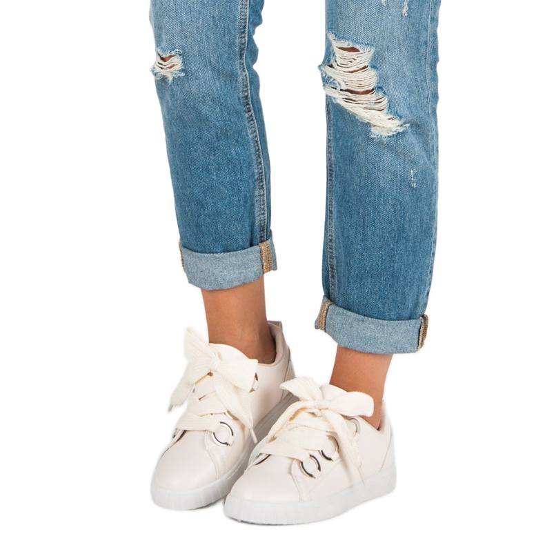 Super Me Bézs színű fűzős cipők 1