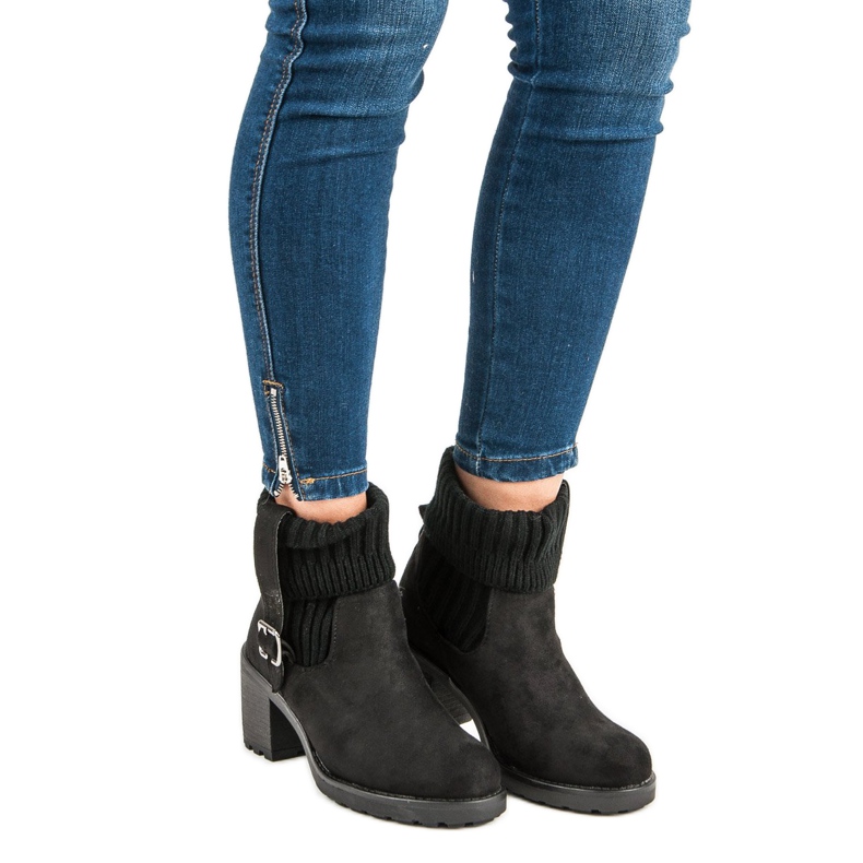 Seastar Velúr magas sarkú csizma fekete 1