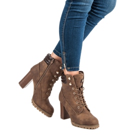 Kayla Kötve magas sarkú bokacsizma barna 2