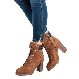 Kayla Kötve magas sarkú bokacsizma barna 2