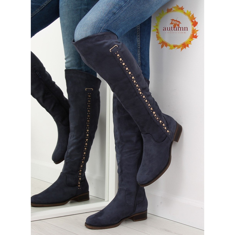 Térdig érő csizma, sötétkék 990-PG kék 1