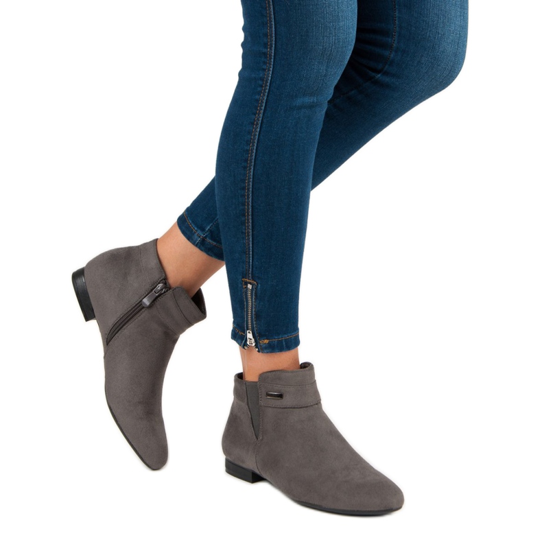 Vinceza Szürke lapos bokacsizma 2