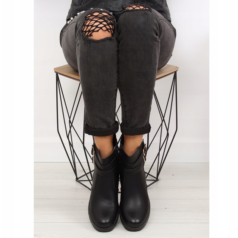 Fekete HY-54 Fekete csizma vastag talppal 1