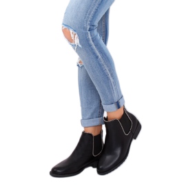 Fekete Chelsea csizma gyöngyökkel Q-30 Black 2