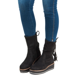 Forever Folie Ék sarkú velúr bokacsizma fekete 1