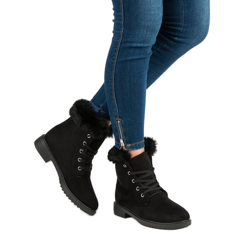 Meleg, kötött bokacsizma fekete 1