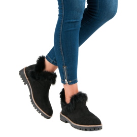 Forever Folie Felcsúsztatható velúr bokacsizma fekete 2