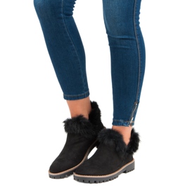 Forever Folie Felcsúsztatható velúr bokacsizma fekete 1