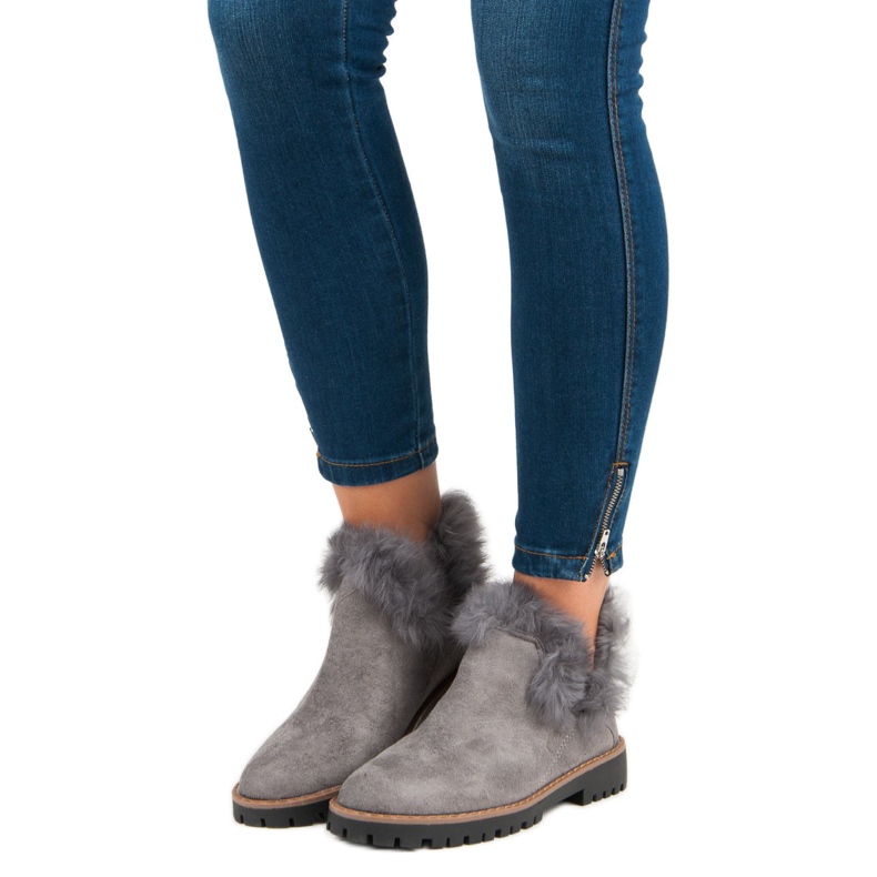 Forever Folie Felcsúsztatható velúr bokacsizma szürke 1