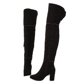 Fekete magas sarkú csizma 539-1 Fekete 1