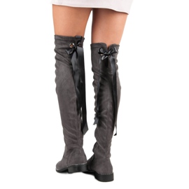 Seastar Elegáns velúr csizma szürke 2