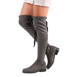 Seastar Elegáns velúr csizma szürke 1