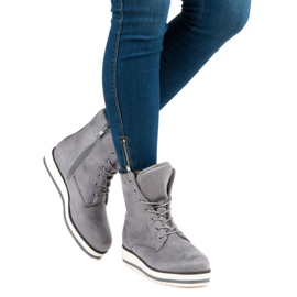 Meleg, kötött bokacsizma szürke 2