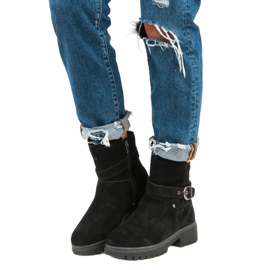 Meleg bőr csizma fekete 1