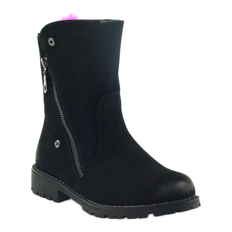 Sergio Leone Csizma színes bundával, cipzárral fekete sokszínű 1 Sergio Leone Csizma színes bundával, cipzárral fekete sokszínű 1