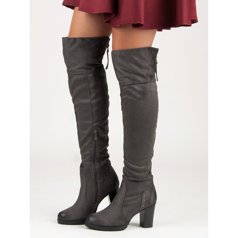 VINCEZA Alkalmi női csizma szürke 1