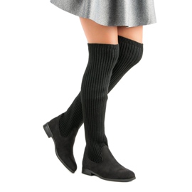 Bestelle Térd feletti csizma lapos sarokkal fekete 2