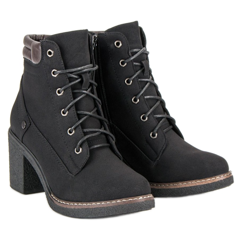 Sweet Shoes Őszi fűzős csizma fekete 2