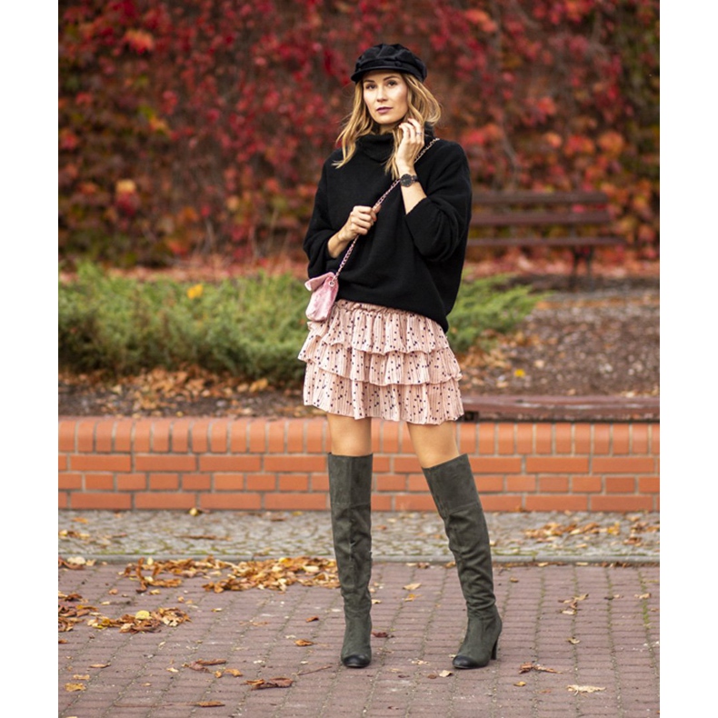 VINCEZA magas sarkú csizma zöld 1