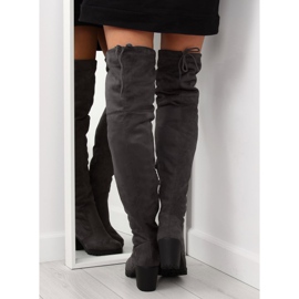 Térdig érő csizma széles sarkú szürke BH108-HB Grey 2