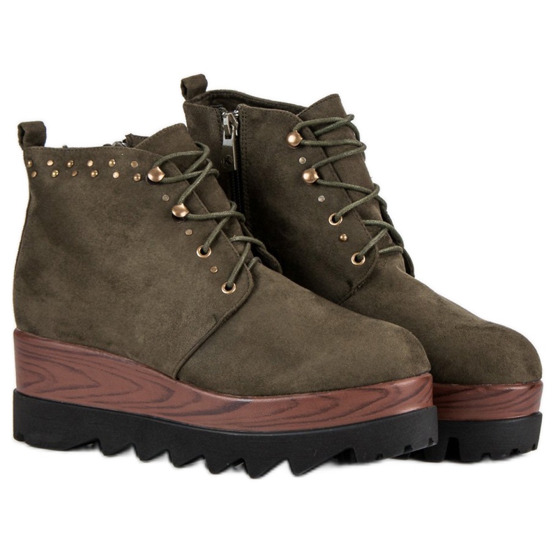 Kylie Velúr ék csizma zöld 1