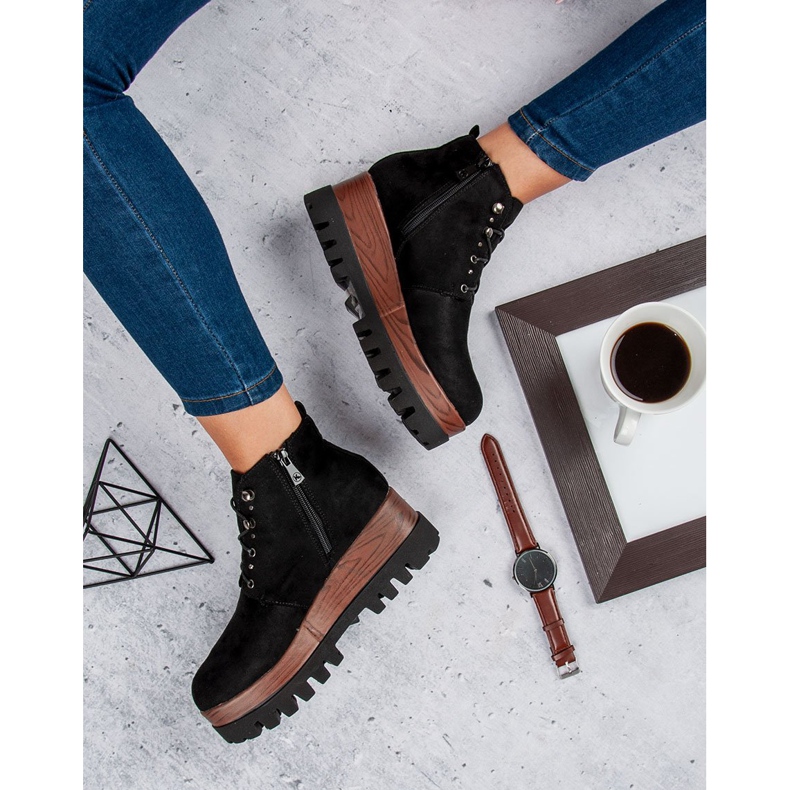 Kylie Velúr ék csizma fekete 1