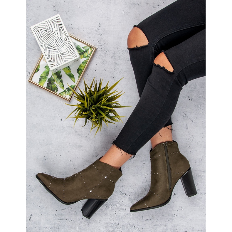 Kylie Khaki velúr csizma sokszínű zöld 1