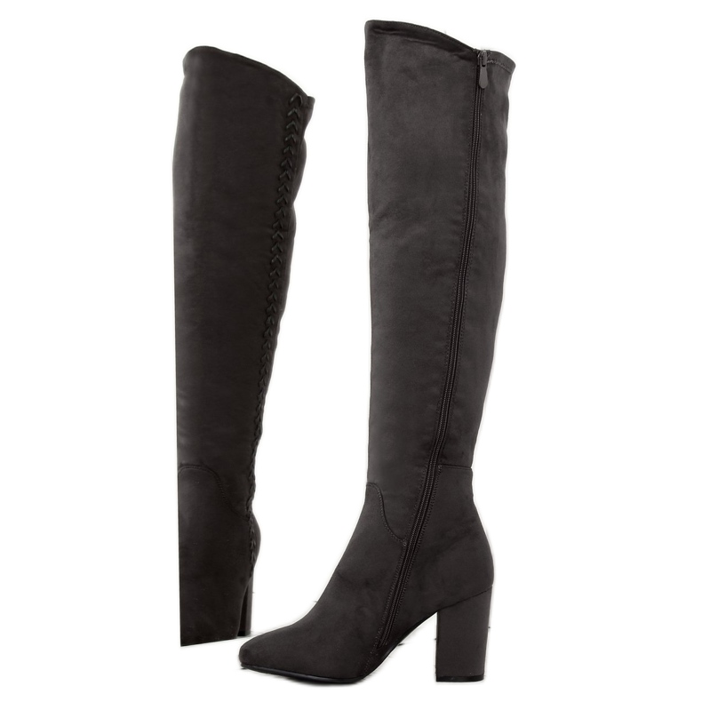 Szürke sarkú csizma BH133-HB Szürke 1